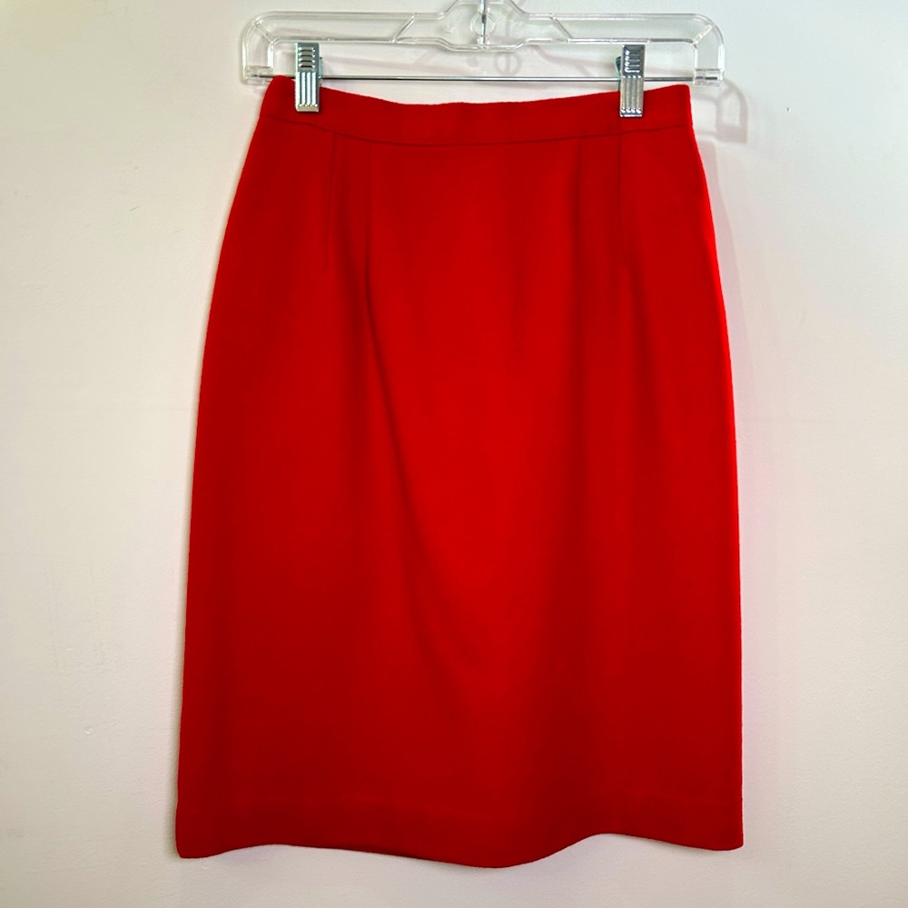 Vintage Briggs Red 100% Wool Pencil Skirt